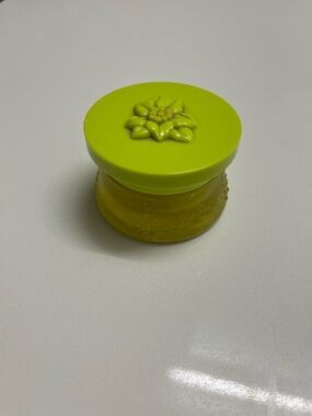 1970’s VINTAGE Bright Lime Green Decorative Jar with Floral Lid